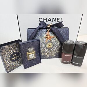 CHANEL Holiday 2025 No5 EDP  Miniature 1.5ML+907 ROUGE BRUN Nail Polish+GEL COAT